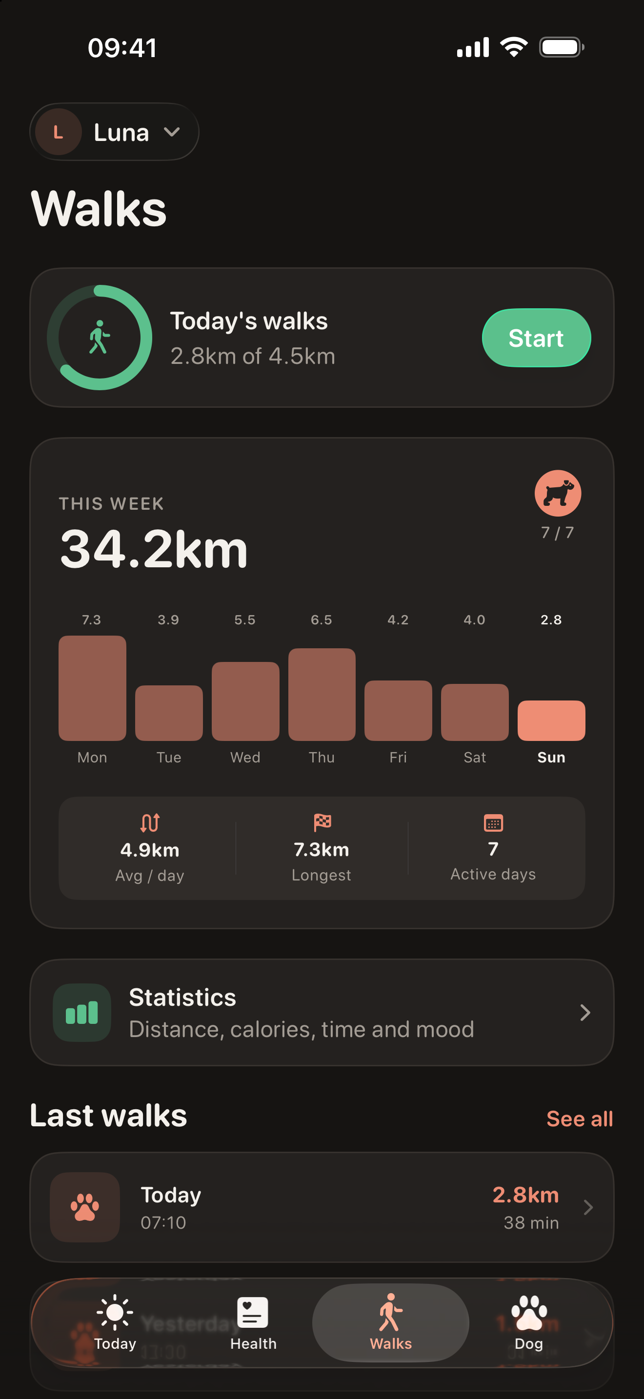 Walks screen